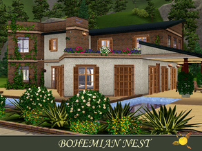 Sims 3 — evi Bohemian Nest by evi — A bohemian house surrounding with flowers and relaxing spots. An artistic house