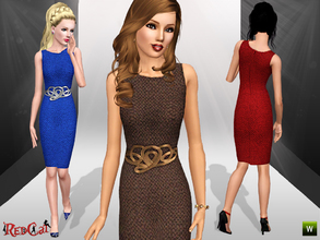 Sims 3 — Sweater Pencil Dress  by RedCat — 2 Recolorable Channels. 3 Variations Included. Mesh by BluElla.