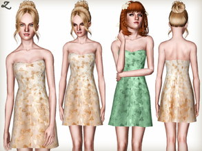 Sims 3 — Organza Heart Overlay Dress by zodapop — Strapless dress featuring an organza overlay adorned in fluttering