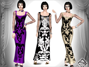 Sims 3 — Damask Dress Collection by Devirose — The set consists of two elegant dresses with sleeves in transparent
