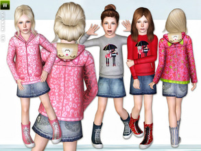 Sims 3 — Rainy Day - Set by lillka — This 4 part set includes: Umbrella Sweater, Pepe Jeans Skirt, Hooded Kitty Rain