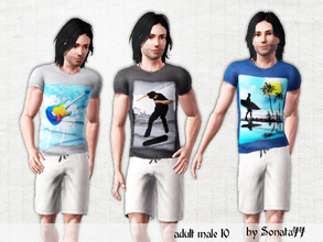 Sims 3 — Sonata77 adult male 10 by Sonata77 — It is a t-shirt with short sleeves and with color drawings. Yours sims can
