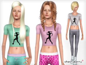 Sims 3 — Teen sport set by CherryBerrySim — Step in the athletic clothing set - your teen girls can wear it to the gym to