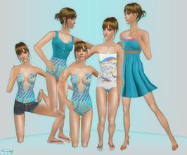 Sims 2 — {TF+AF} Harder, Better, Faster, Stronger by slice — 1 designer swimsuit [-] 5 enjoyable outfits [-]