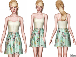Sims 3 — Crochet and Floral Twofer Dress by zodapop — This floral twofer dress is darling dressed down or all dolled up!