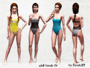 Sims 3 — Sonata77 adult female 06 by Sonata77 — Swimsuit without shoulder-straps for women. Decorative detail of a grid.