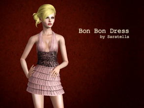 Sims 3 — Bon Bon Dress - Showtime EP required by saratella — dress with bows and ruffles with two recolorable channels