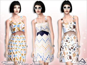 Sims 3 — Flowers Magic Dresses by Devirose — Do you feel the air of spring with these flowery and colorful dresses.Base