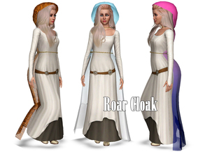 Sims 3 — Roar Cloak (accessory) by Kiolometro — Light, transparent clothing. Dress has a two layer. Cloak fastened at the