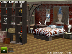 Sims 3 — Urban Loft Bedroom by TheNumbersWoman — Urban Rustic Contemporary Bedroom with that Artist Loft Style. Made for