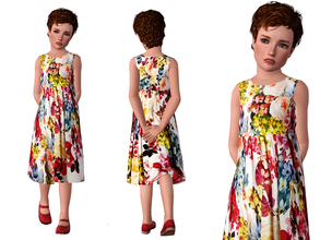 Sims 3 — FLORAL PRINT DRESS by SimDetails — A brilliant floral print blooms on this classic sleeveless design.