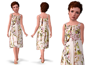 Sims 3 — Breezy Floral Print Dress by SimDetails — A breezy dress with a gathered bodice, front tie and elegant floral
