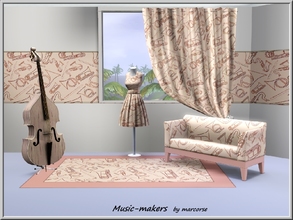 Sims 3 — Musicmakers_marcorse by marcorse — Themed pattern: musical instruments in brown shades