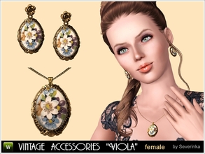 Sims 3 — Vintage Accessories 'Viola' by Severinka_ — Wonderful women's jewelry in vintage antique style - earrings and