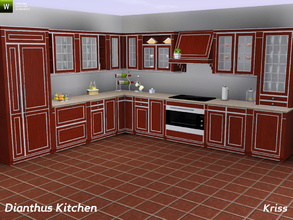 Sims 3 — Dianthus Kitchen by Kriss — Italian luxury kitchen consisting of several counters and cabinets, fridge, stove,