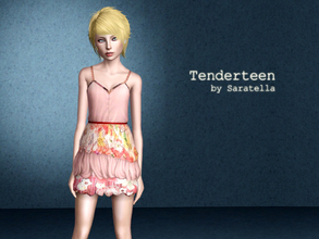 Sims 3 — Tenderteen - Showtime EP required by saratella — Flowered spring dress for teen with four recolorable channels