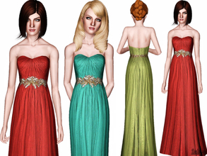 Sims 3 — Leaf Embroidery Tulle Gown  by zodapop — Marchesa-inspired, embellished waist evening gown featuring shimmering