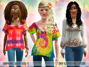 Sims 3 — Hippie Set No 1 by Lutetia — This clothing set contains a long blouse and a batik shirt Works for female