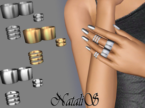 Sims 3 — NataliS Punk finger rings  FA-YA by Natalis — Trendy punk rings set. Simple polished metal. Wide Hoop finger