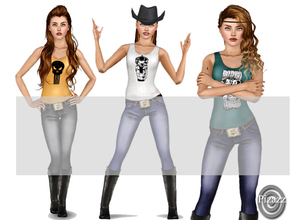 Sims 3 — Knitted Tank Top by pizazz — A great looking tank top with modern fun logos. This top is fitted and tucks in