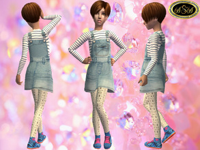 Sims 2 — ASA_Dress_93_CF by Gribko_Sveta — Striped jacket with a jeans sundress for girls TS2