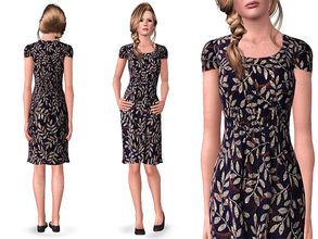 Sims 3 — Leaf Print Dress by SimDetails — This versatile summer dress has a lovely leaf print.
