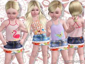 Sims 3 — 389 - Toddler denim skirt with top by sims2fanbg — .:389 - Toddler denim skirt with top:. Toddler denim skirt