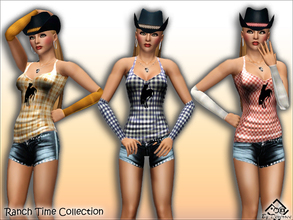 Sims 3 — Ranch Time Collection by Devirose — The set includes a top with leg warmers for arms included and a pair of