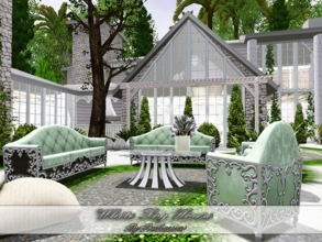 Sims 3 — White Log House by Pralinesims — EP's required: World Adventures Ambitions Late Night Generations Pets Showtime