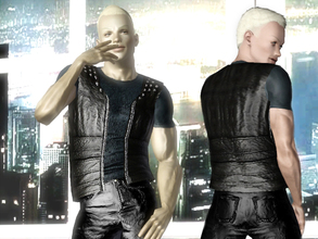 Sims 3 — Leather vest with t-shirt for males by Klemila2 — - 2 recolorable channels - With launcher and CAS Thumbnail