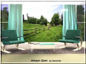 Sims 3 — Always Open Wallset_marcorse by marcorse — A three panel wallset featuring an open farm gate between grassy