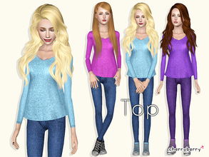 Sims 3 — Pretty school top by CherryBerrySim — Nice sweater for teen girls with subtle glitter. Sweater mesh by me.