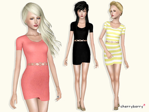 Sims 3 — School dress by CherryBerrySim — Simple dress for teen girls with cut outs. Recolorable.With Launcher and CAS