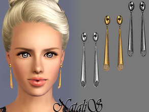 Sims 3 — NataliS long drop pave earring FT-FA by Natalis — Long drop shining metal pave earrings.Ideal for special