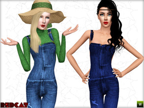 Sims 3 — Farmer Jumpsuit Set by RedCat — Farmer Jumpsuit: 2 Recolorable Channels. 3 Variations Included. Game Mesh.