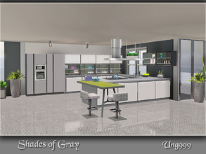 Sims 3 — Shades of Gray by ung999 — A modern and stylist kitchen set with 15 items. 