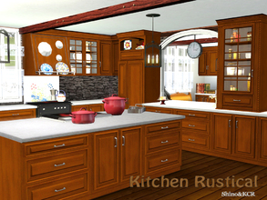 Sims 3 — Kitchen Rustical by ShinoKCR — Rustical Kitchenset for a Country Home or Cottage. It comes in cherry wood and