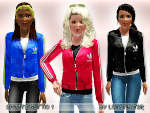 Sims 3 — Sports Set No 1 - Jacket - YA/A by Lutetia — A sporty jacket with logo at the front and the back Works for