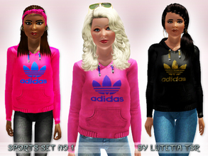 Sims 3 — Sports Set No 1 - Hoodie - YA/A by Lutetia — A sporty hoodie with logo at the front Works for female (young)