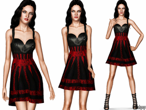 Sims 3 — Leather Top Snake Jacquard Dress by zodapop — For a truly tough evening ensemble, look no further than this