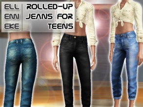Sims 3 — Rolled-up jeans for teens by Ellemieke — These worn, yet awesome looking pair of jeans are base-game compatible