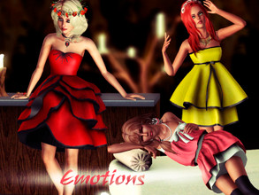 Sims 3 — Emotions by Kiolometro — Three dresses of different moods. Red - passion, yellow - happiness. Pink - tenderness.