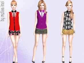 Sims 3 — BlouseSkirtSet2 by melisa_inci — This set includes two items:Various Sleeveless Lace Blouse and Various Mini