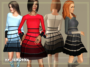 Sims 3 — Dress Shade by bukovka — Dress - shows different shades of colors. Flared skirt and fitted silhouette give the