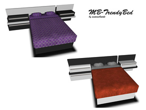 Sims 3 — MB-TrendyBed by matomibotaki — MB-TrendyBed, new modern bed mesh with side-tables, 4 recolorable areas and 4