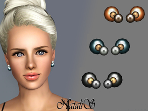 Sims 3 — Double pearl stud earrings FT-FA by Natalis — Double pearl stud earrings. Modern design, a new trend! The
