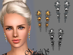 Sims 3 — Liquid gem drop earrings FA-YA by Natalis — Liquid metallic gemstone and shining crystals.Luxury drop earrings