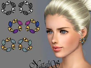 Sims 3 —  Zirconium crystals and metal earrings FT-FE by Natalis — Shining zirconium crystals and drops of polished metal