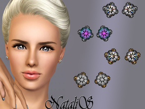 Sims 3 — Classic single crystal earrings FT-FE by Natalis — Classic single crystal earrings for your Sims. Very simple