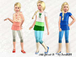 Sims 3 — Sonata77 child girl set 01 by Sonata77 — This set for girls includes 2 parts: tunic with short sleeves and